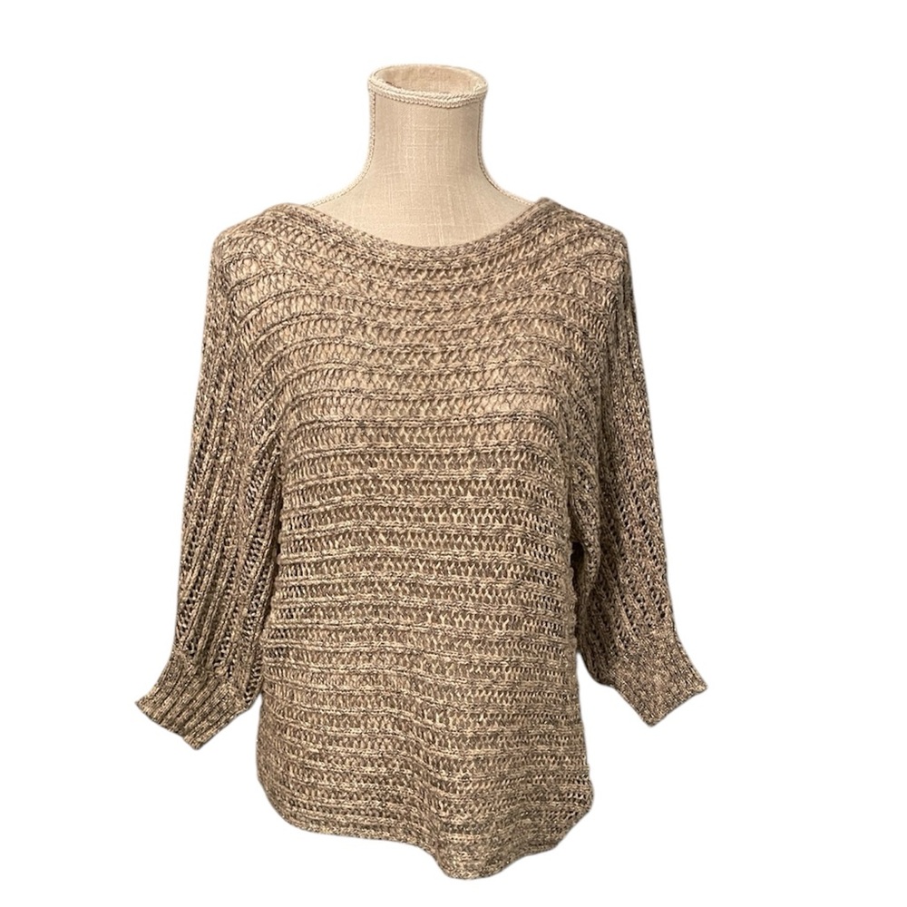 Tribal Women's Tan With Gold Metallic Knit Sweater‎